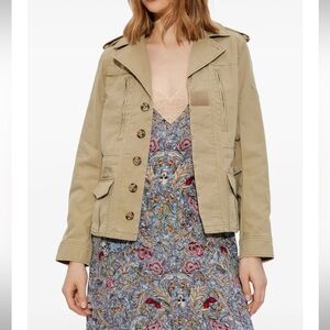 NWOT Zadig & Voltaire Klimi Cotton Lightweight Military Utility Cargo Jacket Tan